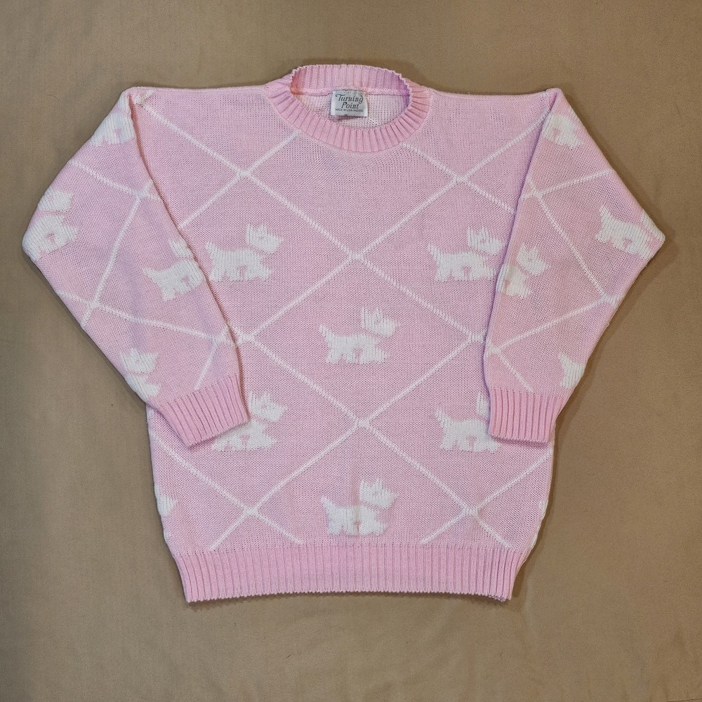 Vintage‎ 80s Turning Point Scottie Dog Womens Acrylic Sweater "S/M" Measurements